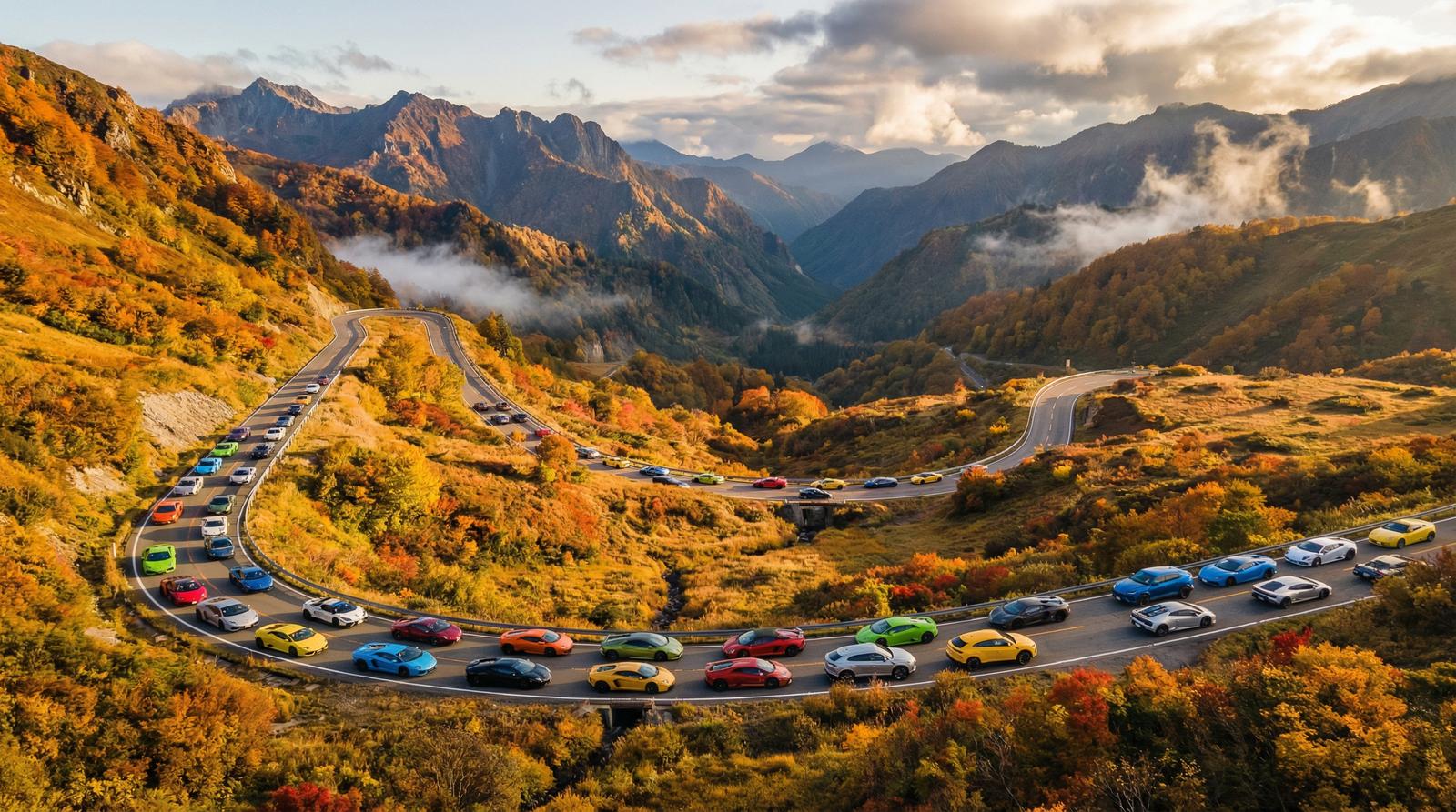 幼幼跑车视频-超跑车队山路巡游